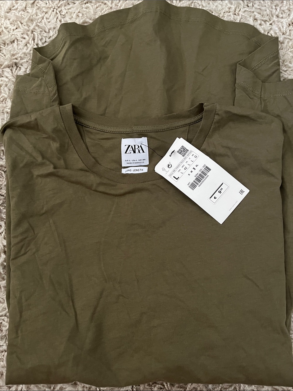 ZARA Olive Crew Neck Short Sleeve Tee